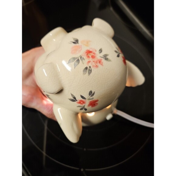 Vintage Intertek Ceramic Winged Pig Floral Lamp Model Sc-824 6" - Works! - Picture 8 of 9